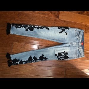 Black Embroidered Skinny Jeans